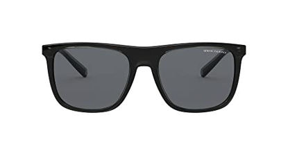 Picture of A|X ARMANI EXCHANGE Men's AX4102SF Low Bridge Fit Square Sunglasses, Shiny Black/Grey, 57 mm