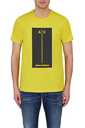 Picture of A|X ARMANI EXCHANGE mens Contrast Box Embossed Logo T-shirt T Shirt, Acid Yellow, Medium US