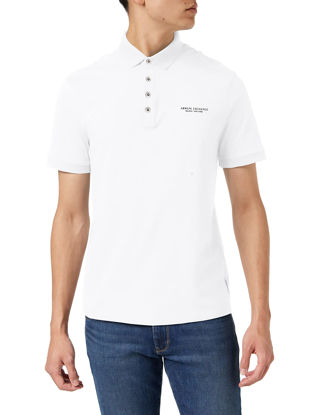 Picture of A|X ARMANI EXCHANGE Men's Short Sleeve Milano/New York Logo Jersey Polo Shirt, White, XL