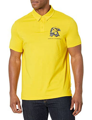 Picture of A|X ARMANI EXCHANGE Men's Eagle Design Logo Jersey Polo, Acid Yellow, S