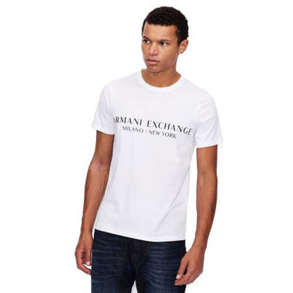 Picture of A|X ARMANI EXCHANGE mens Short Sleeve Milan New York Logo Crew Neck T-shirt T Shirt, White, Medium US