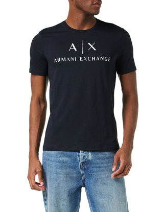 Picture of A|X ARMANI EXCHANGE mens Classic Crew Logo Tee T Shirt, Dark Blue, Medium US