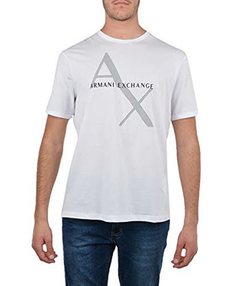 Picture of AX Armani Exchange Men's Crew Neck Tee, Quilted Logo White, M