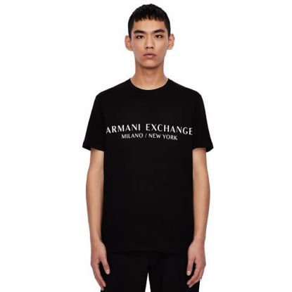 Picture of A|X ARMANI EXCHANGE mens Short Sleeve Milan New York Logo Crew Neck T-shirt T Shirt, Black, X-Large US