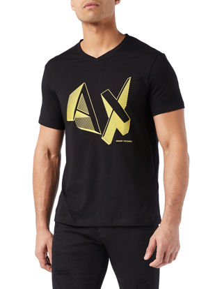 Picture of A|X ARMANI EXCHANGE Men's Pop Art Illusion Logo V-Neck T-Shirt, Black, XXL