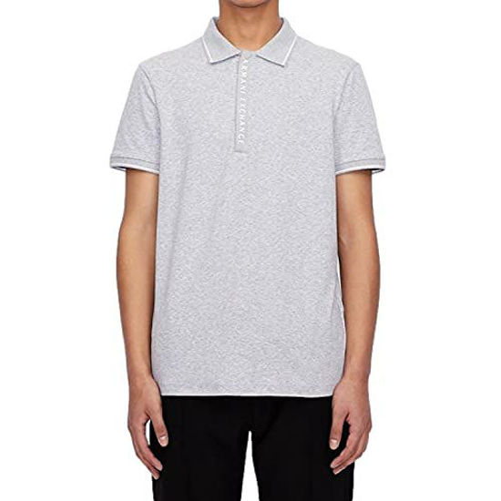 Picture of A|X ARMANI EXCHANGE Men's Logo Zip Jersey Polo, Heather Grey B09b, XX-Large