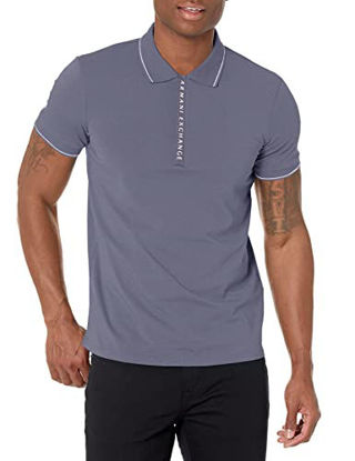 Picture of A|X ARMANI EXCHANGE Men's Logo Zip Jersey Polo, Grisaille, XL