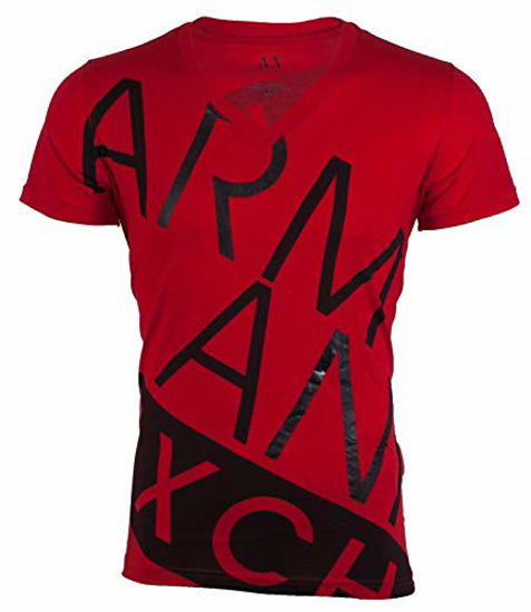 Picture of Armani Exchange BIAS Mens T-Shirt Premium Slim Fit RED Black Casual Designer (XX-Large)