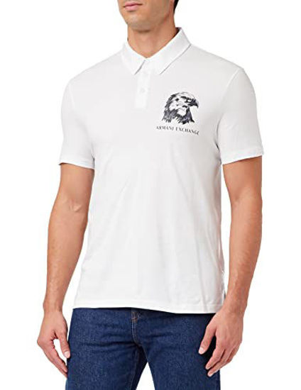 Picture of A|X ARMANI EXCHANGE Men's Eagle Design Logo Jersey Polo, White, M