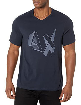 Picture of A|X ARMANI EXCHANGE mens Pop Art Illusion Logo V-neck T-shirt T Shirt, Navy, Small US