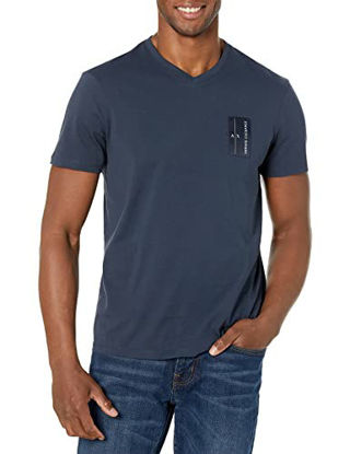 Picture of A|X ARMANI EXCHANGE mens Label Patch V-neck T-shirt T Shirt, Outer Space, Small US