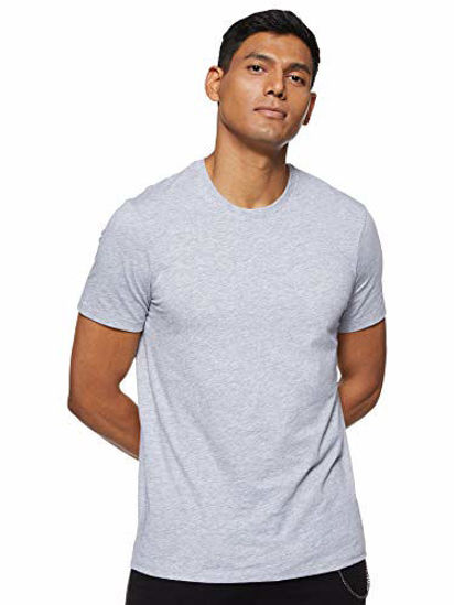 Picture of A|X ARMANI EXCHANGE mens Solid Colored Basic Pima Crew Neck T Shirt, Heather Grey, Medium US