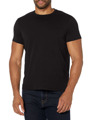 Picture of A|X ARMANI EXCHANGE mens Solid Colored Basic Pima Crew Neck T Shirt, Black, X-Large US