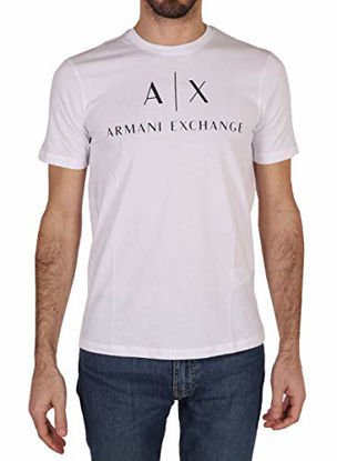Picture of A|X ARMANI EXCHANGE mens Crew Neck Logo Tee T Shirt, White, Large US