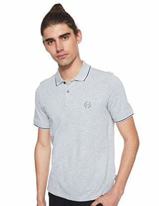 Picture of A|X ARMANI EXCHANGE mens Short Sleeve Jersey Knit Polo Shirt, B09b Heather Grey, X-Large US