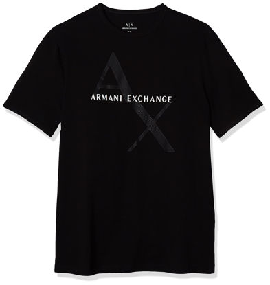 Picture of A|X ARMANI EXCHANGE mens Crew Neck Logo Tee T Shirt, Quilted Logo Black, Small US