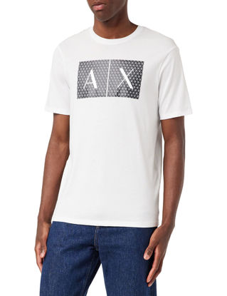 Picture of A|X ARMANI EXCHANGE mens Crew Neck Logo Tee T Shirt, Grid Logo White, Small US