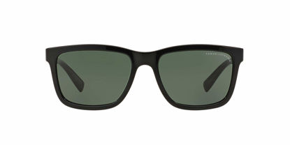 Picture of A|X ARMANI EXCHANGE Men's AX4045S Rectangular Sunglasses, Shiny Black/Green, 56 mm