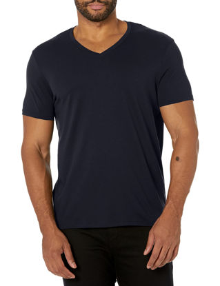 Picture of AX Armani Exchange mens Basic Pima V Neck Tee T Shirt, Navy, Small US