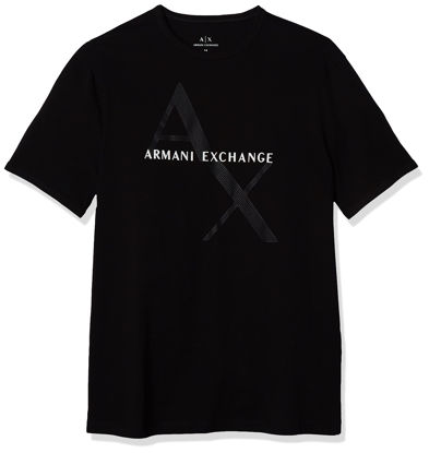 Picture of A|X ARMANI EXCHANGE mens Crew Neck Logo Tee T Shirt, Quilted Logo Black, X-Large US