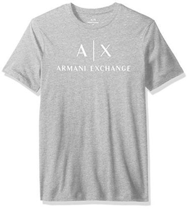 Picture of AX Armani Exchange Men's Crew Neck Logo Tee, Heather Grey, X-Large