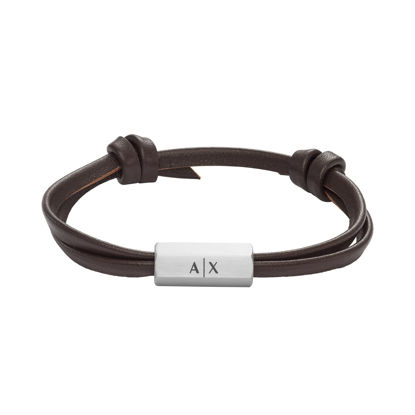 Picture of A|X ARMANI EXCHANGE Men's Brown Leather ID Bracelet (Model: AXG0096040)