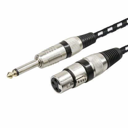 Picture of Microphone Cable 10ft, XLR Female to 1/4" TS Cables,Furui Nylon Braided 6.35mm (1/4 Inch) TS to XLR Cable (XLR Female to TS Male Unbalanced Cable) Gold-Plated Connectors