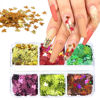 Picture of Maple Leaf Nail Art Glitter Sequins 3D Holographic Fall Leaves Nail Flakes 6 Grids Green Red Autumn Leaves Nails Sequins for Acrylic Nails Decorations DIY Crafts
