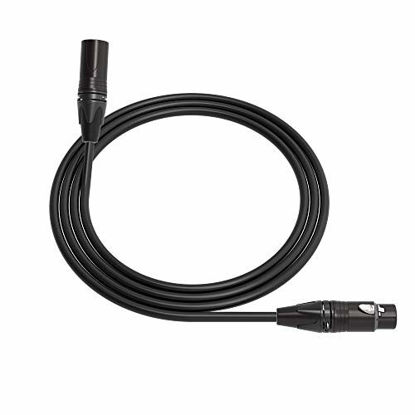 Picture of Canare L-4E6S Star Quad Balanced Microphone Cable | XLR Male 3-Pin to XLR Female 3-Pin | Neutrik Gold | 8 Feet | Black | Assembled in The USA