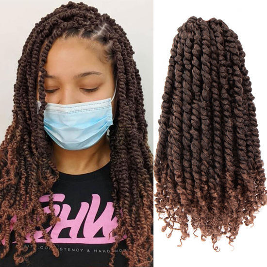 Picture of Fulcrum Pre-Twisted Passion Twist Crochet Hair 14 Inch, 8 Packs Pre Looped Passion Twist Braiding Synthetic Hair, Bohemian Braids For Crochet Pretwisted Hair Extensions (14Inch (Pack of 8), T30#)