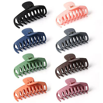 Picture of Yvnicll Hair Claw Clips, 4.3 Inch Matte Nonslip Large Hair Clips, Hair Claw Clips for Thick Hair,Hair Accessories for Women Girls(8 Packs)