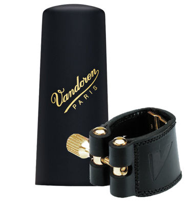 Picture of Vandoren LC26P Leather Ligature and Plastic Cap for Soprano Sax with 3 Interchangeable Pressure Plates