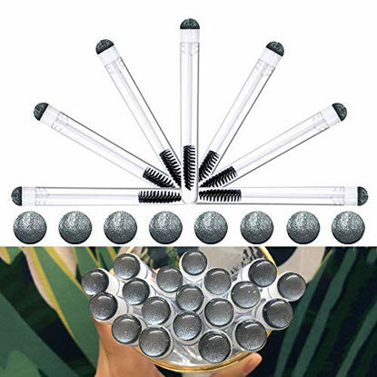 Picture of Dming 20 Pieces Disposable Mascara Brushes Eyelash Brush Lash Wand Diamond Mascara Wands with Tube Makeup Tool Lash Spoolies Sanitary Brushes Lash Extension Supplies (tube sky black 20)