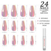 Picture of Hypnaughty 24 Pcs Mauve Chrome Coffin Medium Long Press On Nails and Glue Reflective Mirror False Nails (Mauve Chrome)