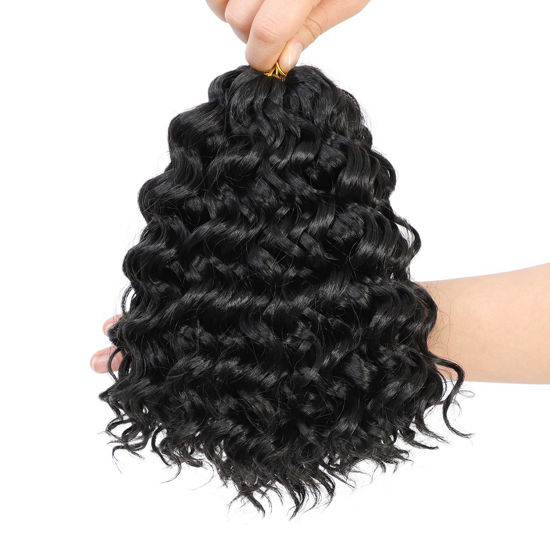 GetUSCart- Dansama GoGo Curl Crochet Hair Ocean Wave Crochet Hair Water  Wave Synthetic Braiding Hair Extensions (8 inch (Pack of 6), #1B)