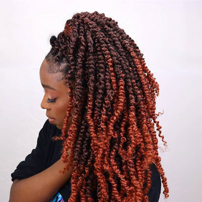 Picture of 8 Packs Passion Twist Hair 18 Inch Pre-twisted Passion Twist Crochet Hair Pre-looped Crochet Braids for Black Women Passion Twists Braiding Hair Synthetic Hair Extensions (12Strands/Pack; T1B/350#)
