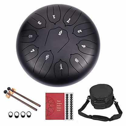 Picture of Verdelife Steel Tongue Drum, Lotus Tongue Drum, Percussion Tambourine (with Drumsticks)