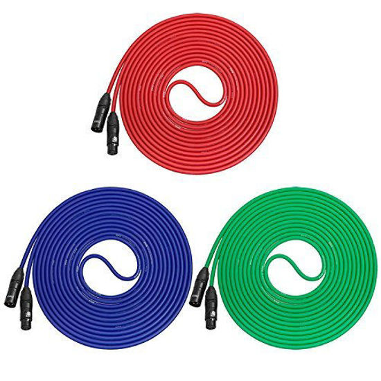 GetUSCart LyxPro Cable Pack Premium Series 3Pack Multi Color XLR