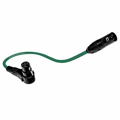 Picture of Balanced XLR Cable Male to Right Angle Female - 3 Feet Green - Pro 3-Pin Microphone Connector for Powered Speakers, Audio Interface or Mixer for Live Performance & Recording