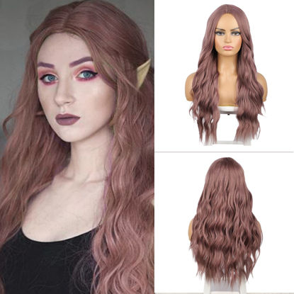 Picture of AISI QUEENS Wig with Bangs Long Wavy Wigs for Women Wavy Wigs Synthetic Heat Resistant Wigs for Halloween Cosplay Daily Party Wig（26 inch）