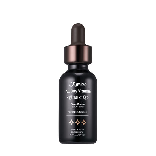 Picture of Jumiso All Day Vitamin Pure C 5.5 Glow Serum | L-ascorbic acid, Ferulic Acid, Tocopherol, Alpha Arbutin, Pure Vitamin C serum for Dark Spots, dullness, Fine lines | fragrance-free, parabens-free | 1.01 fl oz, 30 ml