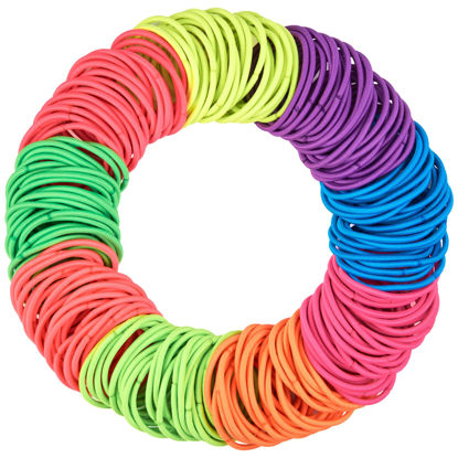 Picture of Expressions 216-Piece Hair Ties, 4mm Hair Elastics Neon Colors Value Pack, No Metal Hair Bands for Women, Durable Ponytail Holders For Thick Hair, Curly Hair and All Hair Types