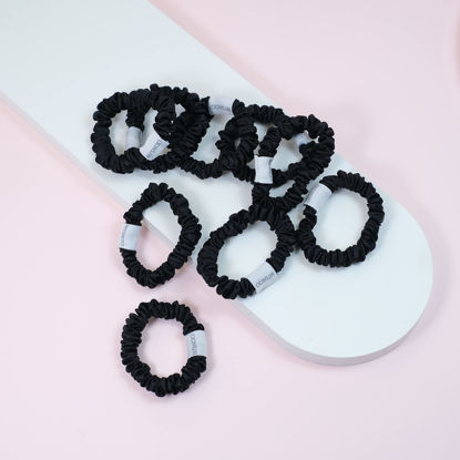 Picture of MTSNOO Silk Scrunchies for Hair Sleep 100% Pure 22 Momme Mulberry Mini Silk Scrunchies for Curly Hair with Elastic Band 9 Pack Silk Hair Ties Ropes Scrunchies Set for Women Girls