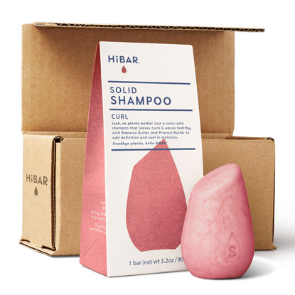 Picture of HiBAR Shampoo Bar, All Natural Hair Care, Plastic Free, Made with Eco Friendly Ingredients, Travel Size, Color Safe, Solid Sustainable Bars, Zero Waste (Curl)