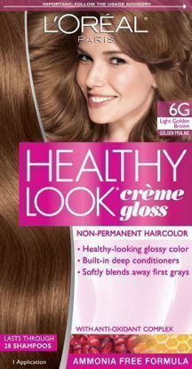 Picture of Loreal Healthy Look Hair Dye, Creme Gloss Color, Light Golden Brown 6G, 1 ct (Pack of 3)