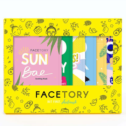 Picture of FACETORY 6 Sheet Mask Gift Set - Soft, Form-Fitting Mask, For All Skin Types - Contains Aloe Extract, Niacinamide, Hyaluronic Acid - Hydrate, Add Radiance, Soothe Face Mask for Glowing Skin