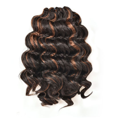 Picture of ToyoTree Ocean Wave Crochet Hair - 9 Inch 8packs Light Brown Mix Brown Crochet Braids, Synthetic Braiding Hair Extensions (9 inch, P4/30)