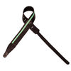 Picture of ChromaCast Vintage Series Leather Racing Stripe Guitar Strap, Black with Surf Green