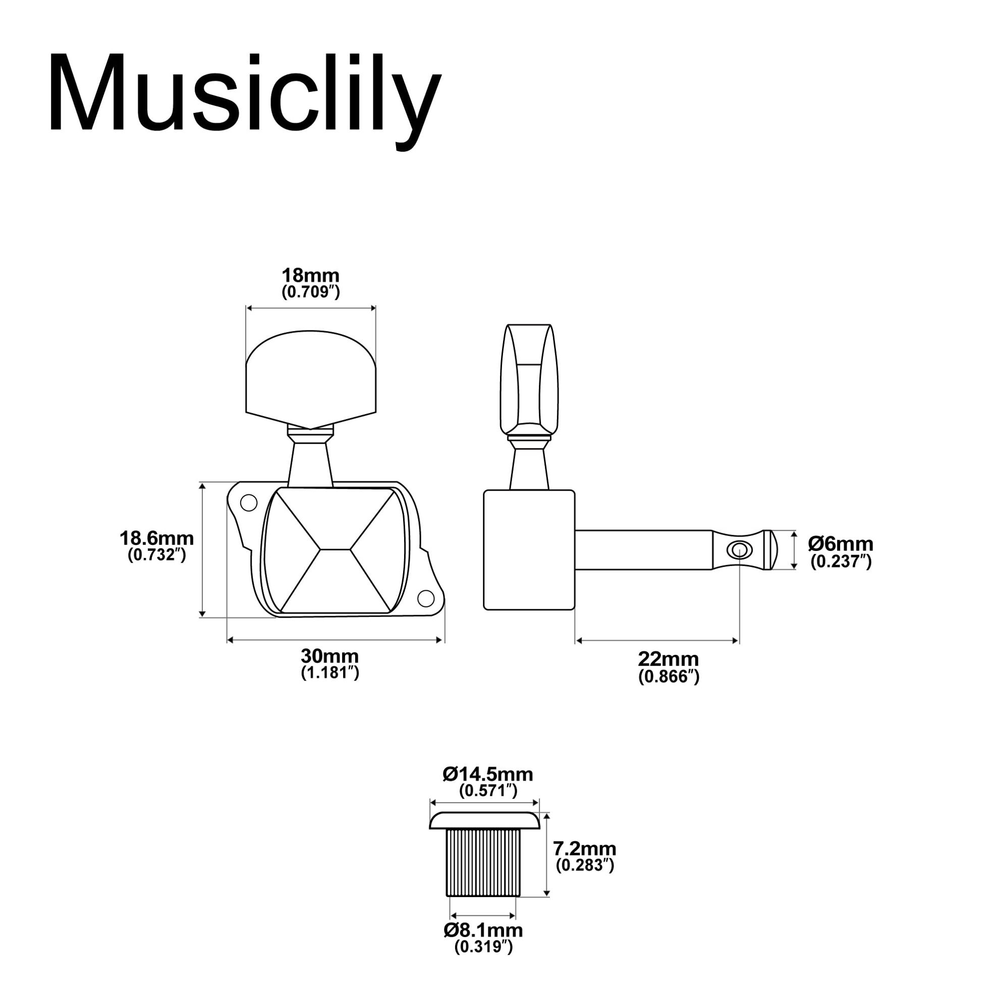 GetUSCart Musiclily 6 inline Semi Closed Guitar Tuners Tuning Pegs Keys Machine Heads Set for