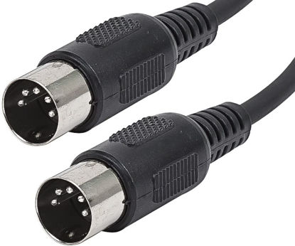 Picture of 6 Feet (ft) MIDI Cable with 5 Pin DIN Connector, Black
